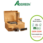 Addreen Eco-friendly Personalized Stash Box Bamboo Stash Box With Accessories With Rolling Tray