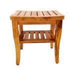 2-Tier Teak Wood Shower Bench Stool Shelf Bath Spa Sauna Seat with Storage Bathroom Sets for Seating Storage in Shower or Spa