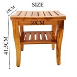 2-Tier Teak Wood Shower Bench Stool Shelf Bath Spa Sauna Seat with Storage Bathroom Sets for Seating Storage in Shower or Spa - Image 3