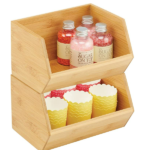 2022 Addreen Factory Price Top-Ranking Bamboo Storage Stackable Food Storage Organization Bin Basket 2