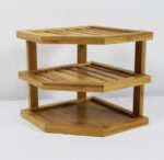 3 Tiers Bamboo Wood Conner Dish Drying Spice Storage Rack Store Display Rack - Image 2