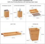 5-Piece Bathroom Decor Set - Bamboo Vanity Accessories With Trash Bin, Soap Dish, Soap Dispenser - Image 3