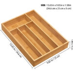 5-Slot Natural Bamboo Drawer Organizer with Silverware Tray Grooved Dividers for Cutlery Knives Utensils Storage Kitchen Bedroom - Image 2