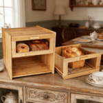 Addreen 2-Tier Bamboo Bread Bin with Lid, Large Capacity Countertop Bread Storage Box for Kitchen, Eco-Friendly Food Organizer - Image 3