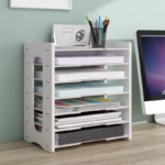 Addreen 7 Tier Desk File Folder Organizer Bamboo Office Desk Accessories Bamboo Storage Desktop Organizer Letter - Image 2