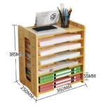 Addreen 7 Tier Desk File Folder Organizer Bamboo Office Desk Accessories Bamboo Storage Desktop Organizer Letter - Image 4