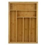 Addreen Adjustable Cutlery Tray Rectangle Bamboo Kitchen Drawer Organizer Expandable Utensil Holder - Image 3