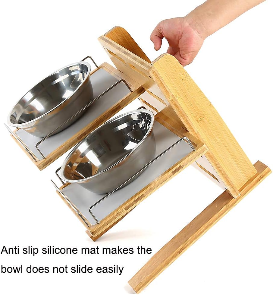 Addreen Adjustable Height Bamboo Elevated Feeder Stand Rack Raised Dog Bowls Sturdy Wooden Dog Bowl Stand Shelf01 Addreen Adjustable Height Bamboo Elevated Feeder Stand Rack Raised Dog Bowls Sturdy Wooden Dog Bowl Stand Shelf - Image 1