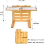 Addreen Adjustable Height Bamboo Elevated Feeder Stand Rack Raised Dog Bowls Sturdy Wooden Dog Bowl Stand Shelf - Image 3