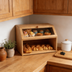 Addreen Airtight Bamboo Double Layer Visible Storage Case for Bread Bin - Image 3
