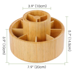 Addreen Bamboo 11 Grid Rotating Pencil Storage Rack Wood Pen Holders and Organizers for Desk or School for Children's Art Storage - Image 2