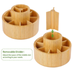 Addreen Bamboo 11 Grid Rotating Pencil Storage Rack Wood Pen Holders and Organizers for Desk or School for Children's Art Storage - Image 4