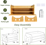 Addreen Bamboo 5-Tray Wood Desk Organizer Cute Cat-Shaped Desktop File Organizer With Letter and File Holder - Image 4