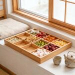 Addreen Bamboo 9-Grid Divided Food Storage Box Household Party Snack Tray Kitchen Countertop Pantry Organizer - Image 2