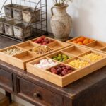 Addreen Bamboo 9-Grid Divided Food Storage Box Household Party Snack Tray Kitchen Countertop Pantry Organizer - Image 3