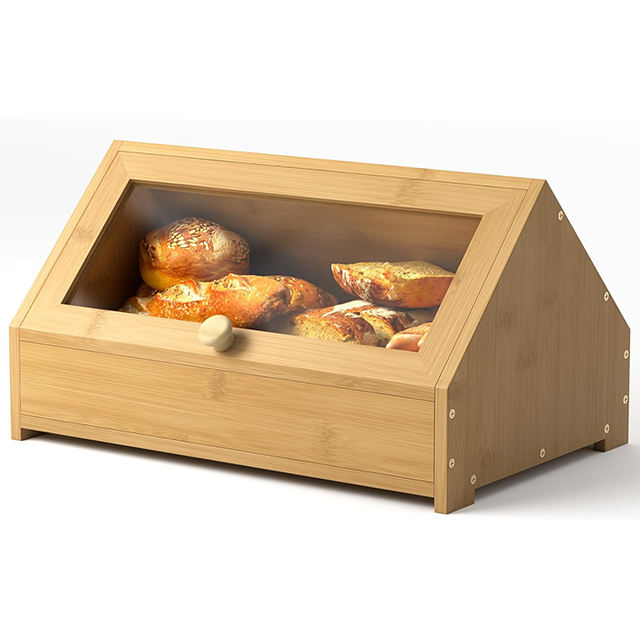 Addreen Bamboo Bread Box Modern-Style Kitchen Countertop Corner Single Layer Bread Storage 13.9L Capacity Space Saving Design01 Addreen Bamboo Bread Box Modern-Style Kitchen Countertop Corner Single Layer Bread Storage 13.9L Capacity Space Saving Design - Image 1