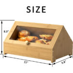 Addreen Bamboo Bread Box Modern-Style Kitchen Countertop Corner Single Layer Bread Storage 13.9L Capacity Space Saving Design - Image 3