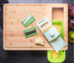 Addreen Bamboo Cutting Board With Drawers, Large Chopping Board With Juice Grooves, Easy-Grip Handles & Food Sliding Opening - Image 3