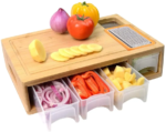 Addreen Bamboo Cutting Board With Trays Wood Butcher Block With 4 Drawers Containers Wholesale