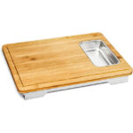 Addreen Bamboo Cutting Board with Stainless Steel Container Modern-Style Disposable Kitchenware for Meal Prep and Serving Juices
