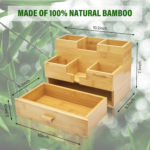 Addreen Bamboo Desk Organizer With Markers Pencil Pen and Makeup Storage Drawer Versatile Office Organizer - Image 3