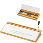 Addreen Bamboo Desktop Whiteboard with Organizer Box BSCI Factory Dry Erase Board Holder for Office Desk or Living Room Use