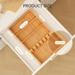 Addreen Bamboo Kitchen Utensil Cutlery Spoon Knife Fork Silverware Drawer Holder Storage Organizer - Image 3