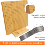 Addreen Bamboo Knitting Blocking Board 15 Stainless Steel Pins Handcrafted Crochet Blocking Mat for Granny Squares Simple Style - Image 3