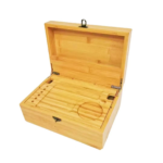 Addreen Bamboo Stash Box With Rolling Tray Wooden Herb Storage Container to Store Smoking Accessories Grinder Pipe Rolling Papers