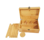Addreen Bamboo Stash Box With Rolling Tray Wooden Herb Storage Container to Store Smoking Accessories Grinder Pipe Rolling Papers - Image 4