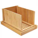 Addreen Bamboo Wood Compact Folding Bread Box Bread Slicer Adjustable Slice With Sturdy Bamboo Wooden Cutting Board