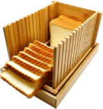Addreen Bamboo Wood Compact Folding Bread Box Bread Slicer Adjustable Slice With Sturdy Bamboo Wooden Cutting Board - Image 2
