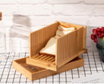Addreen Bamboo Wood Compact Folding Bread Box Bread Slicer Adjustable Slice With Sturdy Bamboo Wooden Cutting Board - Image 3