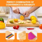 Addreen Bamboo Wood Cutting Board Set With 7 Flexible Cutting Mats With Food Icons, Easy to Clean Cutting Boards for Kitchen - Image 2