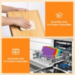Addreen Bamboo Wood Cutting Board Set With 7 Flexible Cutting Mats With Food Icons, Easy to Clean Cutting Boards for Kitchen - Image 3