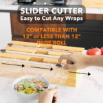 Addreen Bamboo Wrap Dispenser Organizer Lacquer Finish Wrap Cutter for Drawer Wood Accessories Sliding Use Bag Accessory - Image 2