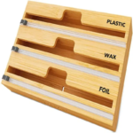 Addreen Bamboo Wrap Dispenser Organizer Lacquer Finish Wrap Cutter for Drawer Wood Accessories Sliding Use Bag Accessory - Image 3