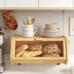 Addreen Bread Box with Clear Window Bamboo Bread Storage Container for Kitchen - Image 3