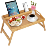 Addreen Breakfast Bed Computer Laptop Tray Bamboo Portable Snack Table and Bed Table Tray With Folding Leg