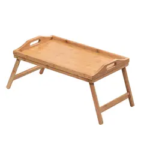 Addreen Breakfast Bed Computer Laptop Tray Bamboo Portable Snack Table and Bed Table Tray With Folding Leg - Image 3