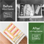 Addreen Compatible Kitchen Bamboo Drawer Ziplock Bag Organizer Bamboo , 6 in 1 Wrap Dispenser With Cutter - Image 2