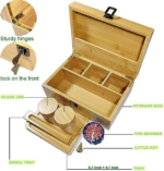 Addreen CraftSaints Bamboo Storage Box with Rolling Tray Large Wooden Container for Brushes & 3 Airtight Herb Accessories - Image 2