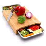Addreen Custom Large Bamboo Cutting Board Storage Container Bamboo Chopping Cheese Board Stainless Steel Trays Food Cutting