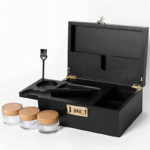 Addreen Custom Logo Smoking Accessories Wooden Rolling Tray Smell Proof Stoner Storage With Lock Combo Kit Bamboo Stash Box Kit