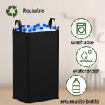 Addreen Customization 100 L Bamboo Black Kitchen Recycling Bin Deposit Bottle Storage Recycling Bottle Basket - Image 2
