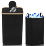 Addreen Customization 100 L Bamboo Black Kitchen Recycling Bin Deposit Bottle Storage Recycling Bottle Basket - Image 4