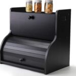 Addreen Double Layer Bamboo Bread Bin Large Capacity Eco-Friendly Storage Box for Food for Kitchen Use in Restaurants or Cafes