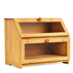 Addreen Double Layer Bamboo Bread Box-Farmhouse Style Bread Holder for Kitchen Countertop