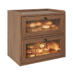 Addreen Double Layer Large Bread Box for Kitchen Counter Wooden Bread Storage Container With Acrylic Window Wooden Bamboo Bin