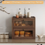 Addreen Double Layer Large Bread Box for Kitchen Counter Wooden Bread Storage Container With Acrylic Window Wooden Bamboo Bin - Image 2
